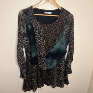 Adore Brown Gray Animal Print Tunic Medium
